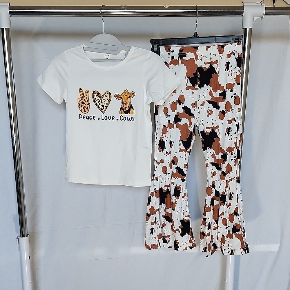 SHEIN White and Brown Kids Matching Set